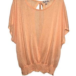 True Freedom Open Cross Back Short Sleeve Top wRuched Elastic Waistband